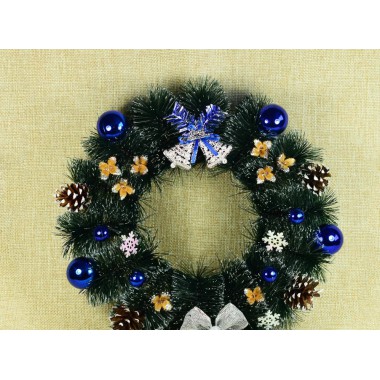   Рождественский, новогодний венок Lizhnyk (GMA0201) 40см, синий